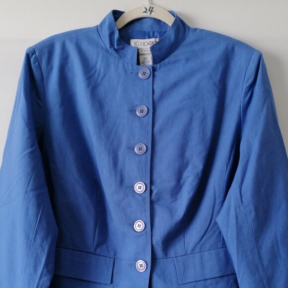 J.G. Hook Women's Blue Long Sleeve Linen Button-Up Blazer Jacket Plus Size 16W - Picture 2 of 7